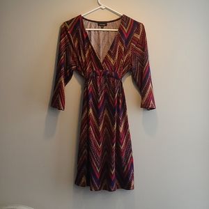 Boho Long Sleeve Herringbone Dress Size Large